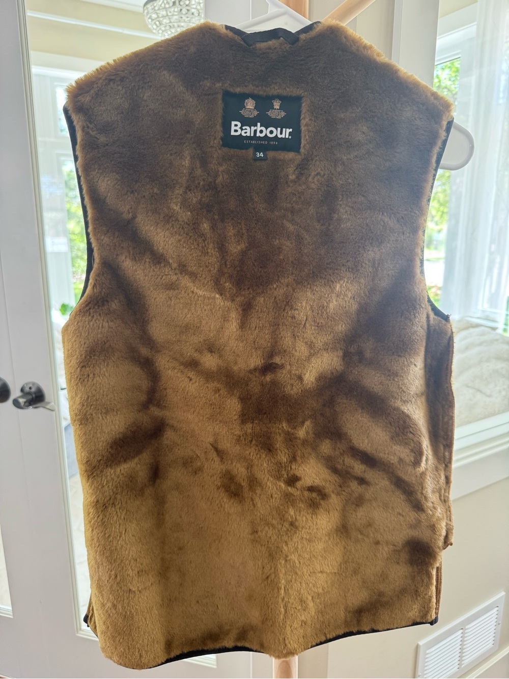 Barbour Faux Fur Zip-In Liner Vest Brown Size 34 - Picture 3 of 4